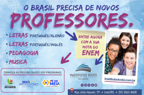 Faculdade Instituto Ivoti oferece 30 vagas para o curso de Letras Português/Inglês no programa “Professor do Amanhã”